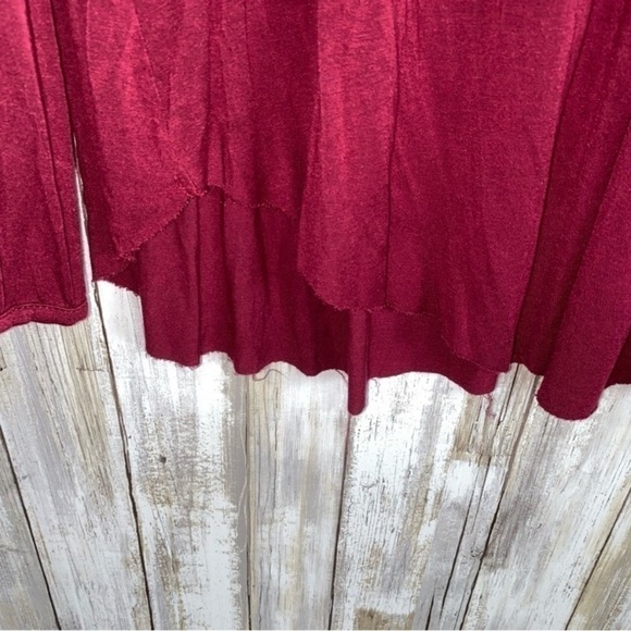 Maurices Red Lace Shoulder Raw Hem Blouse - Picture 3 of 6